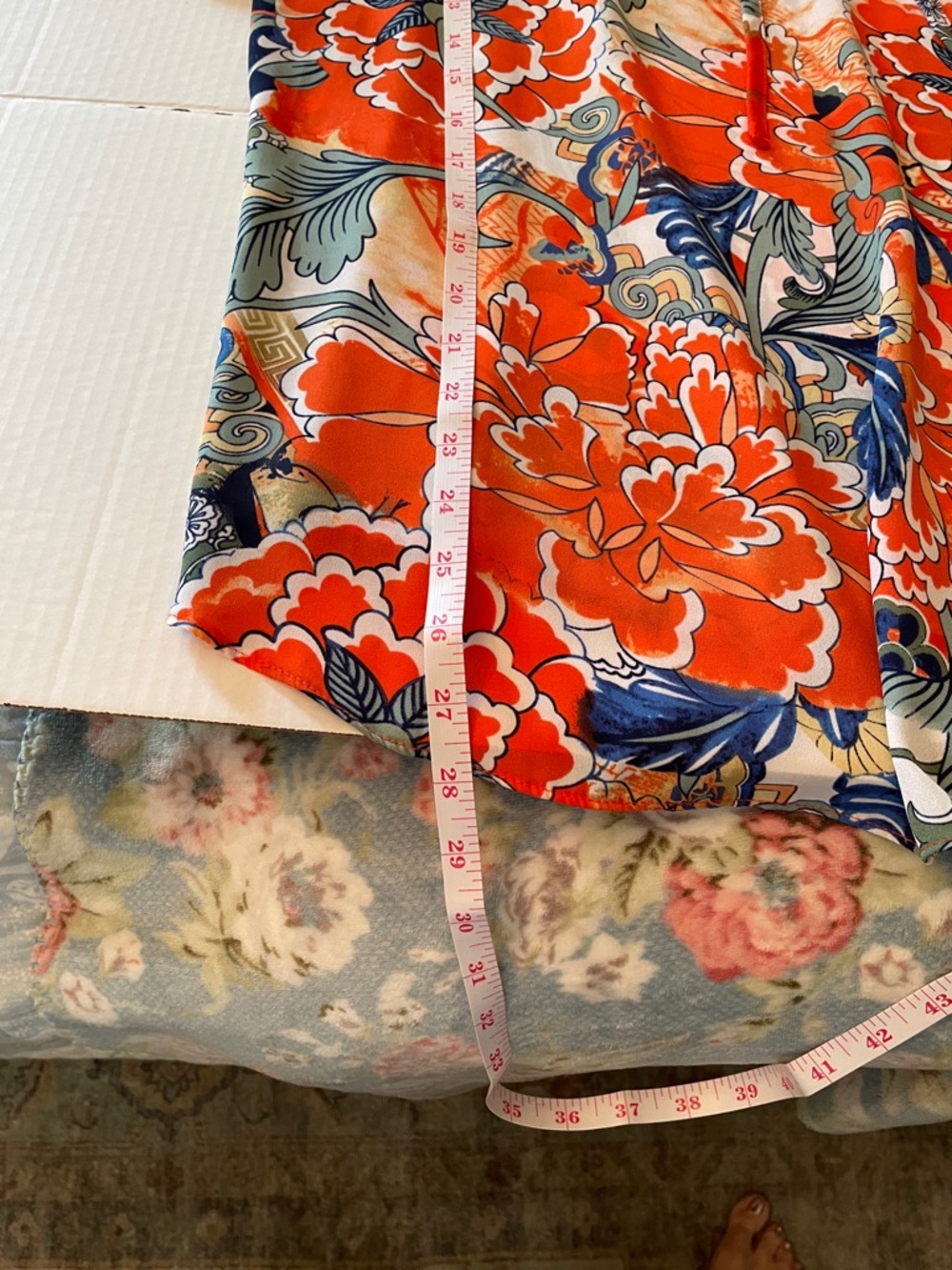 Peter Nygard Plus Vibrant Coral & Sage Floral Tie-Neck Blouse - Picture 11 of 12